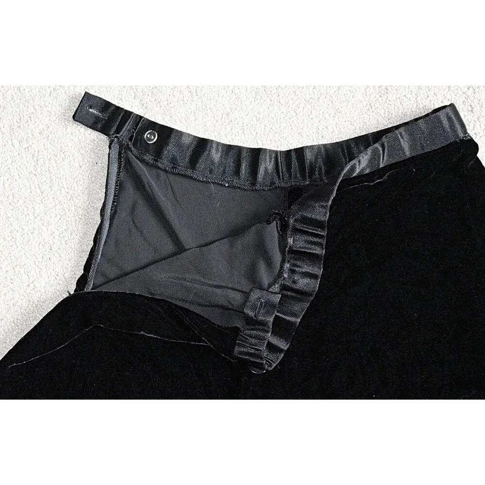 Vintage 80s Velvet Midi Skirt with Satin Waistband, No tags (Lillie Brand), M/L - Picture 4 of 8